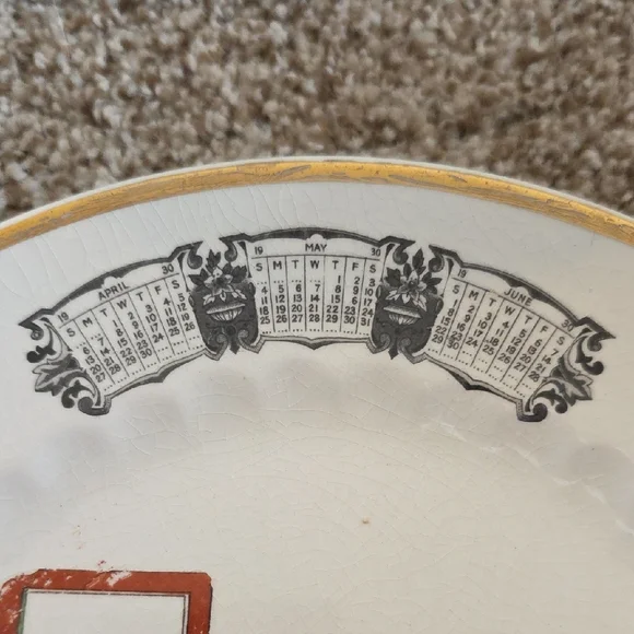 Vintage Porcelain Advertising Plate with Gold Trim - 1930 - Picture 7 of 9